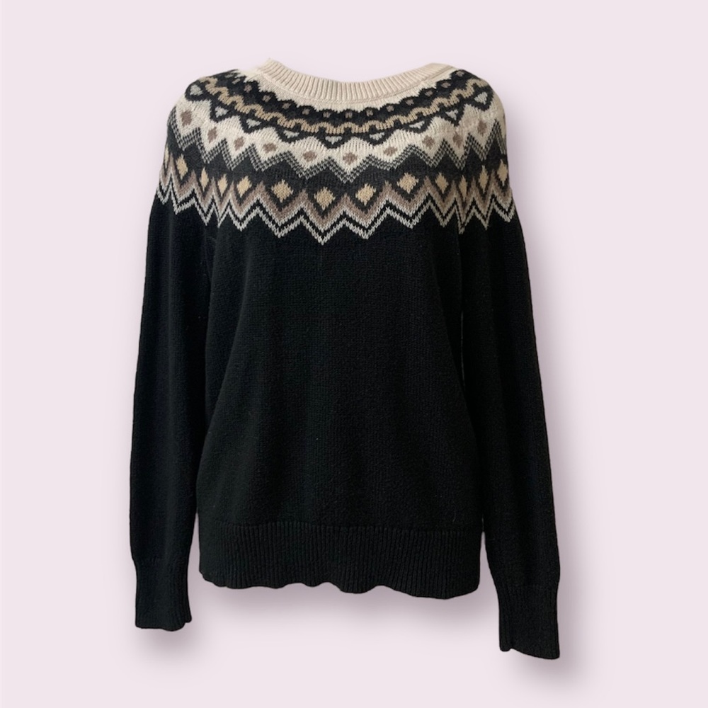 Old Navy Cozy Fall Knit Sweater Beige Brown Black Tan